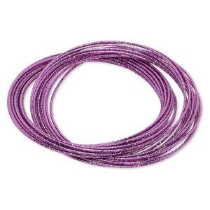 Multi Strand Purple Textured Enameled Steel Interlocking Bangle Bracelet
